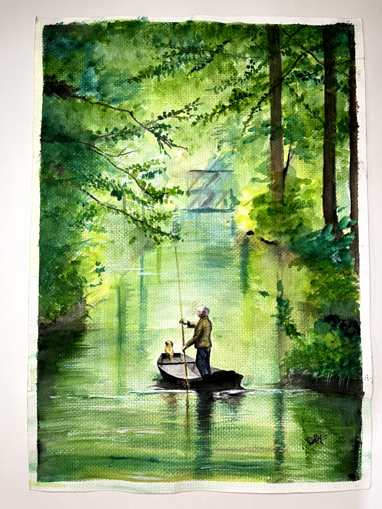 Boatman With Boat Between Nature